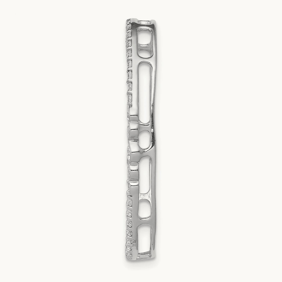 Diamond Oval Chain Slide Pendant, 14K White Gold