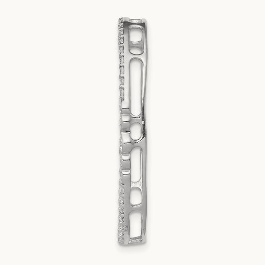 Diamond Oval Chain Slide Pendant, 14K White Gold