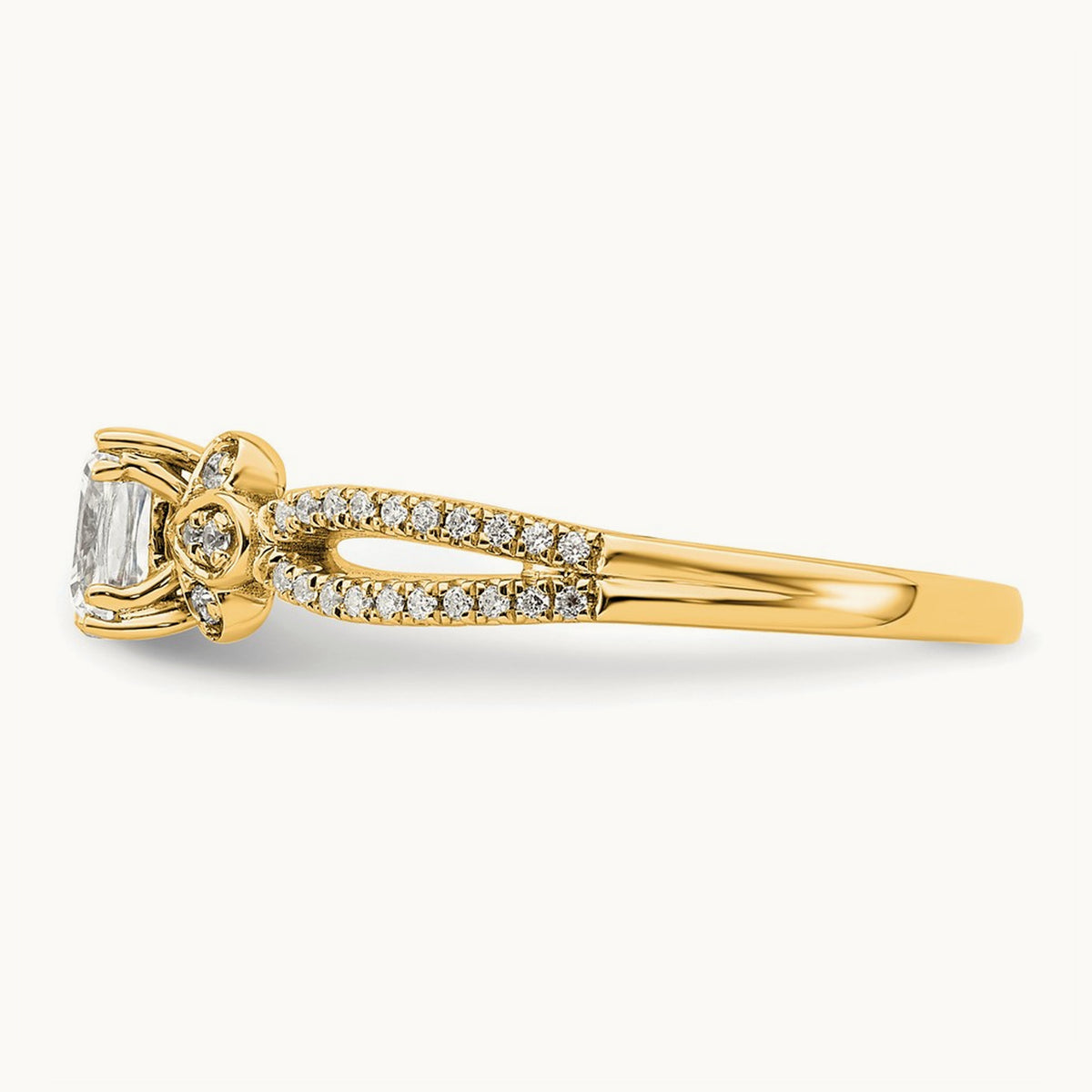 Cushion Split Shank Semi-Mount Engagement Ring — 1/2 ct, 7