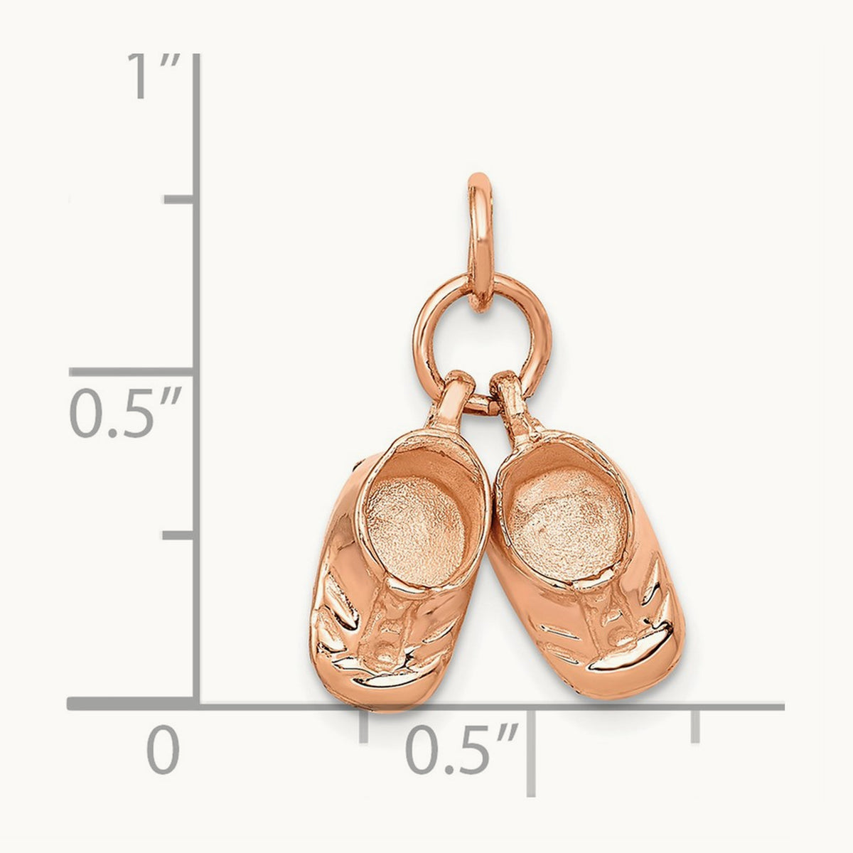 3D Moveable Baby Shoes Charm — 14K Rose Gold, 16mm