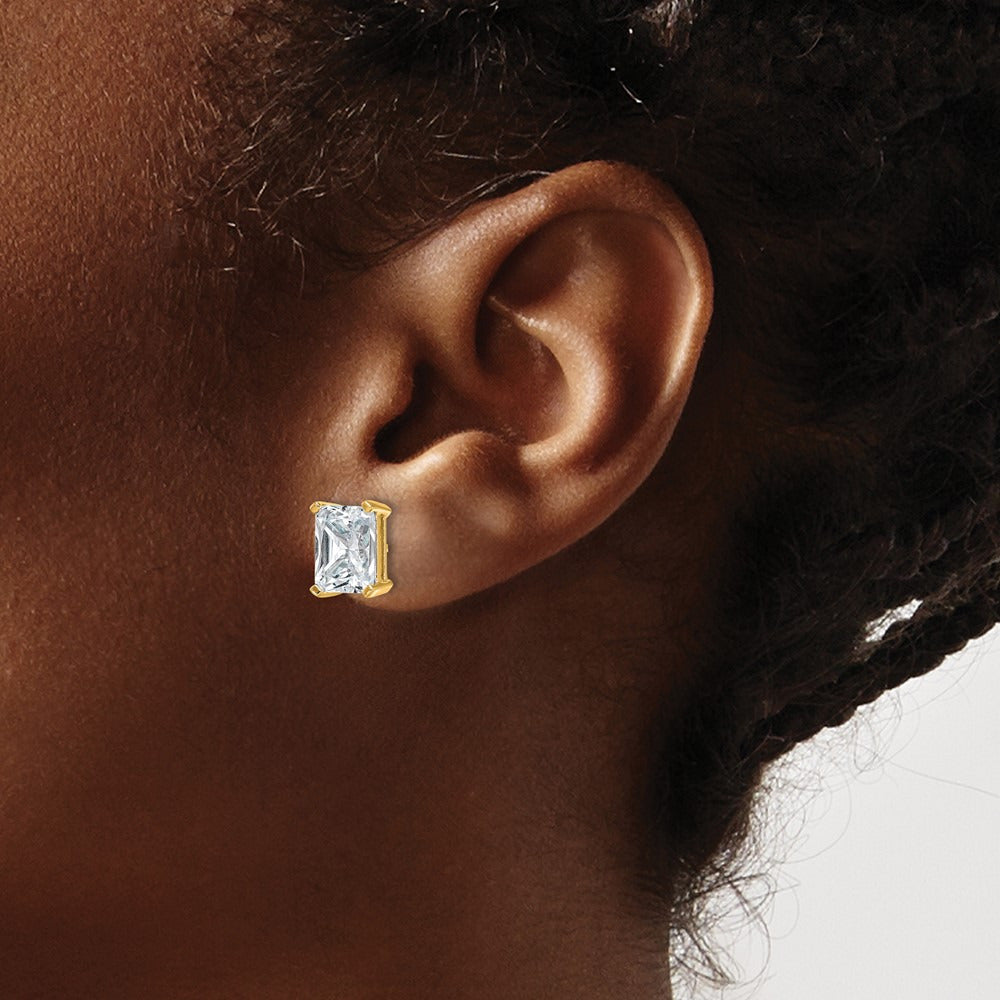 Radiant Four-Prong Stud Earrings, 0.50-6.00 ct tw Lab-Grown Diamond — 5 ct, 14K Yellow Gold