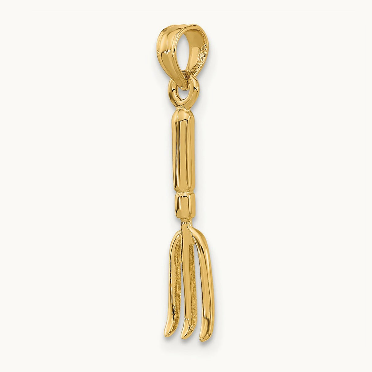 3-D Fork Garden Tool Charm, 14K