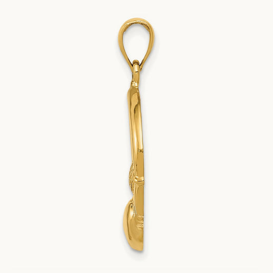 Polished Claddagh Pendant — 14K Yellow Gold