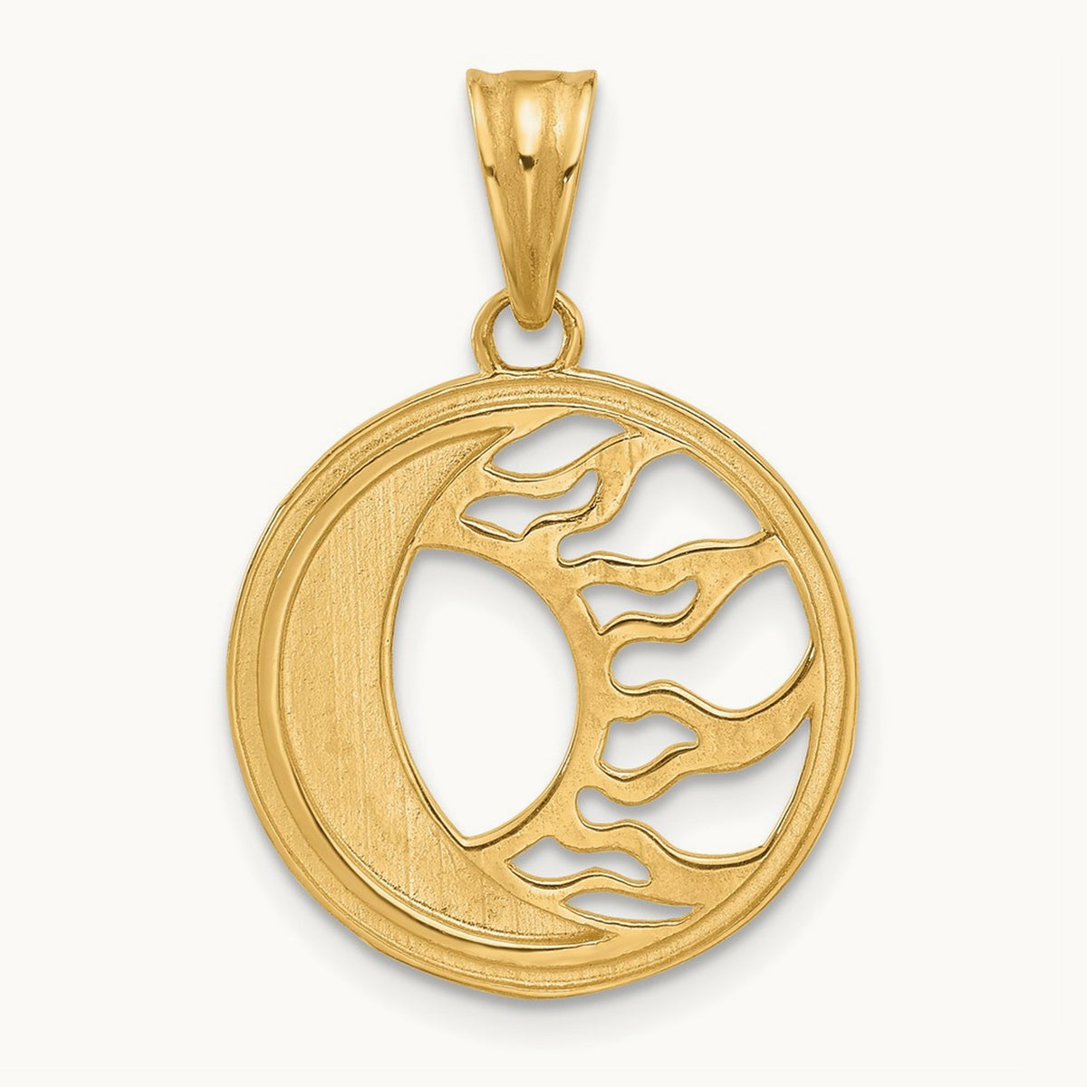 D/C Sun and Moon Pendant, 14K with White Rhodium