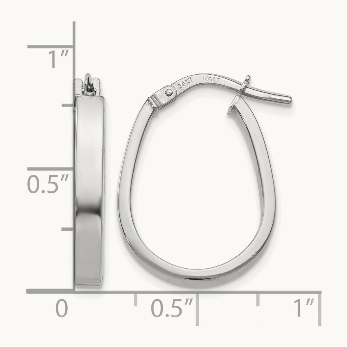 Polished U-Shape Hoop Earrings — 14K White Gold