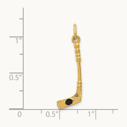 3D Hockey Stick With Enamel Charm, 14K