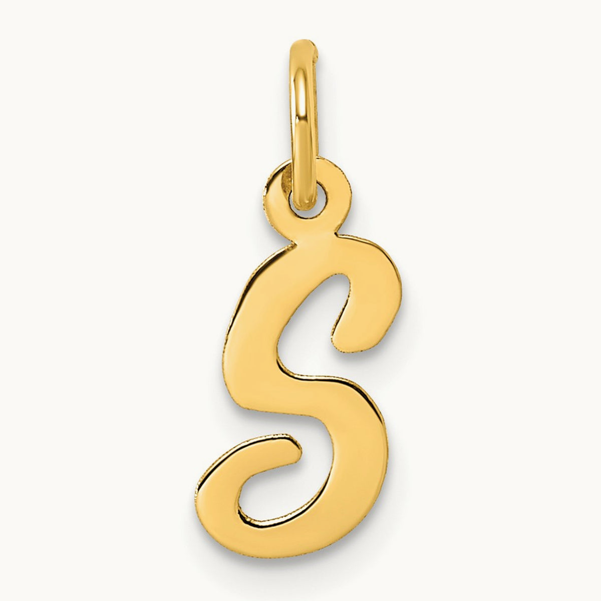Small Script Letter S Initial Charm, 14K