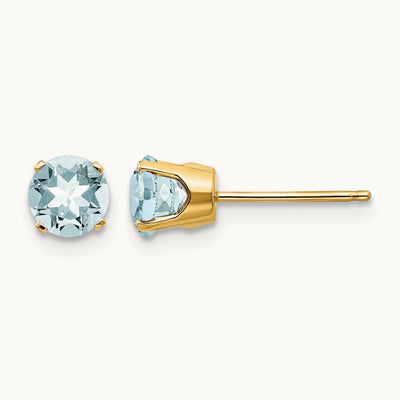 Aquamarine Earrings - March, 5mm, 14K