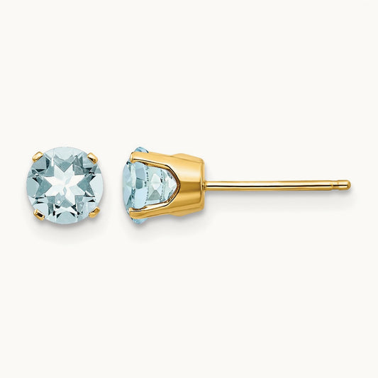 Aquamarine Earrings - March, 5mm, 14K