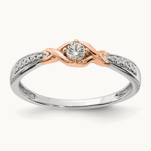 First Promise Diamond Complete Promise Ring, 14K White with Rose Gold