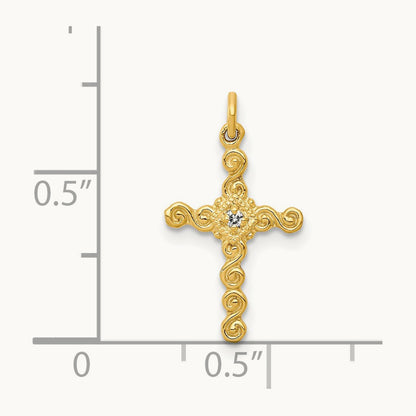 Small .01ct. Diamond Cross Charm, 14K