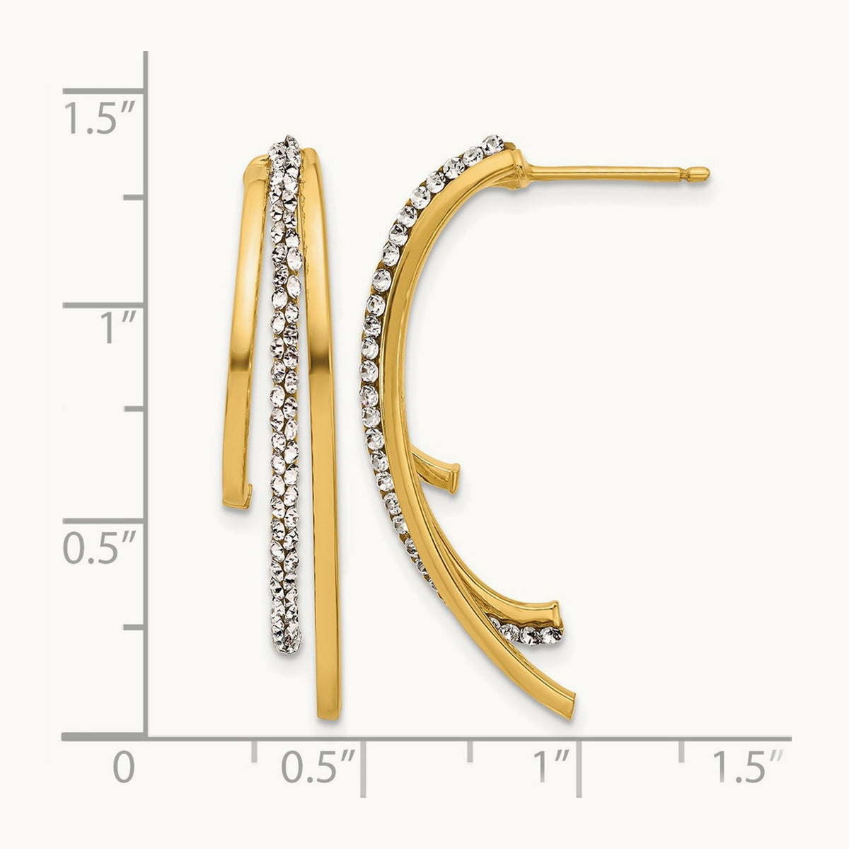 Polished with Crystals 3-Row Drop Post Earrings, 14K — Leslie's