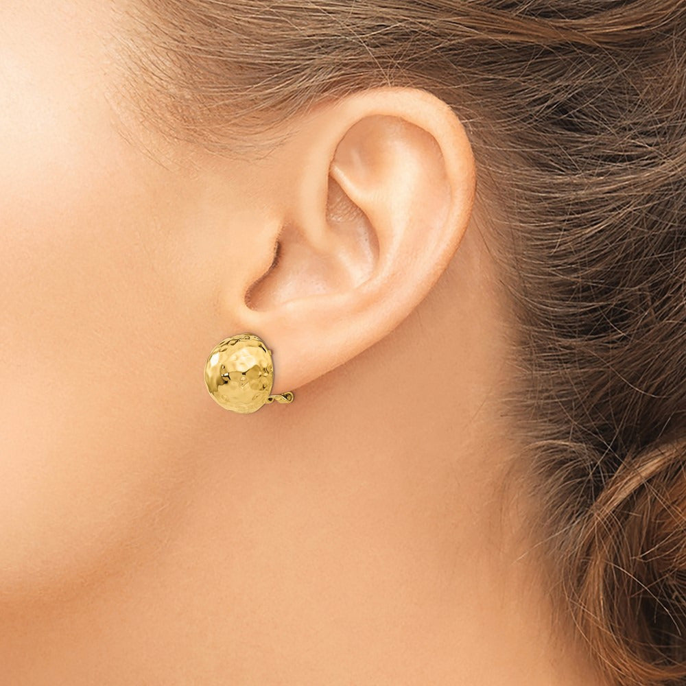 Hammered Omega Back Post Earrings — 14mm