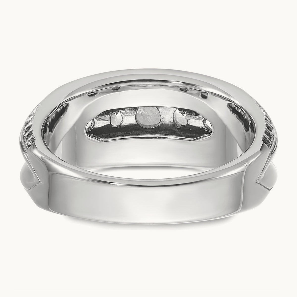 w/Black RH IBGoodman Men's Polished 5-Stone Diamond Ring, 14K White Gold