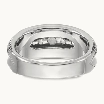 w/Black RH IBGoodman Men's Polished 5-Stone Diamond Ring, 14K White Gold