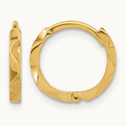 Polished Wavy Hinged Hoop Earrings, 14K