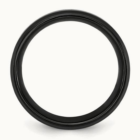 Black Titanium Polished with Black & Blue Carbon Fiber Inlay Band, 8mm