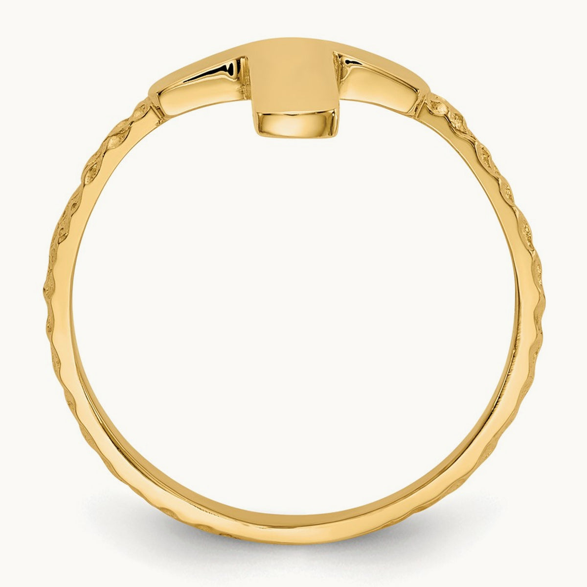 Polished Textured Cross Ring — 14K Yellow Gold