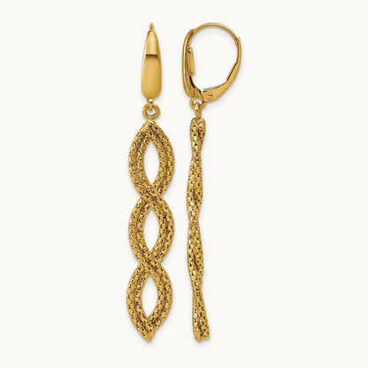 Polished Fancy Woven Dangle Leverback Earrings, 14K — Leslie's