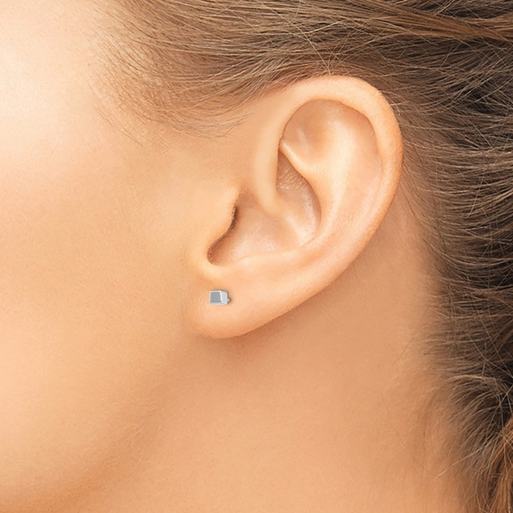 Square Stud Earrings — 14K White Gold