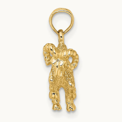 3-D Aries Zodiac Charm, 14K