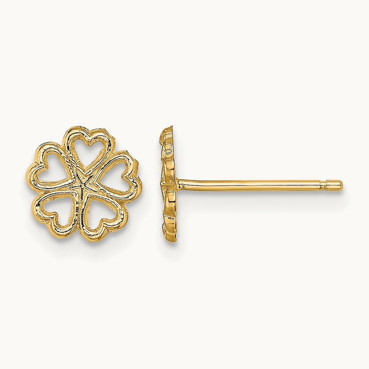 Five Hearts Circle Post Earrings, 14K
