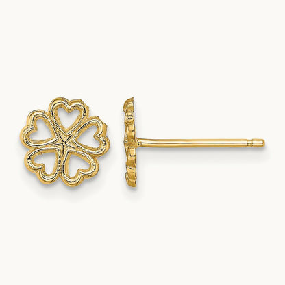 Five Hearts Circle Post Earrings, 14K