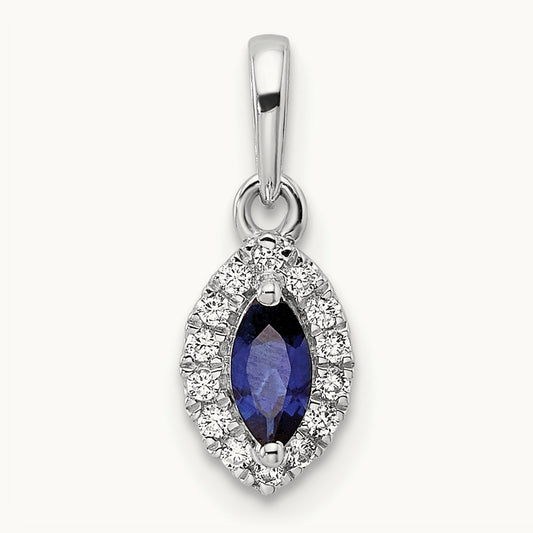 Created Sapphire Sept Birthstone Pendant, 0.10 ct tw Lab-Grown Diamond