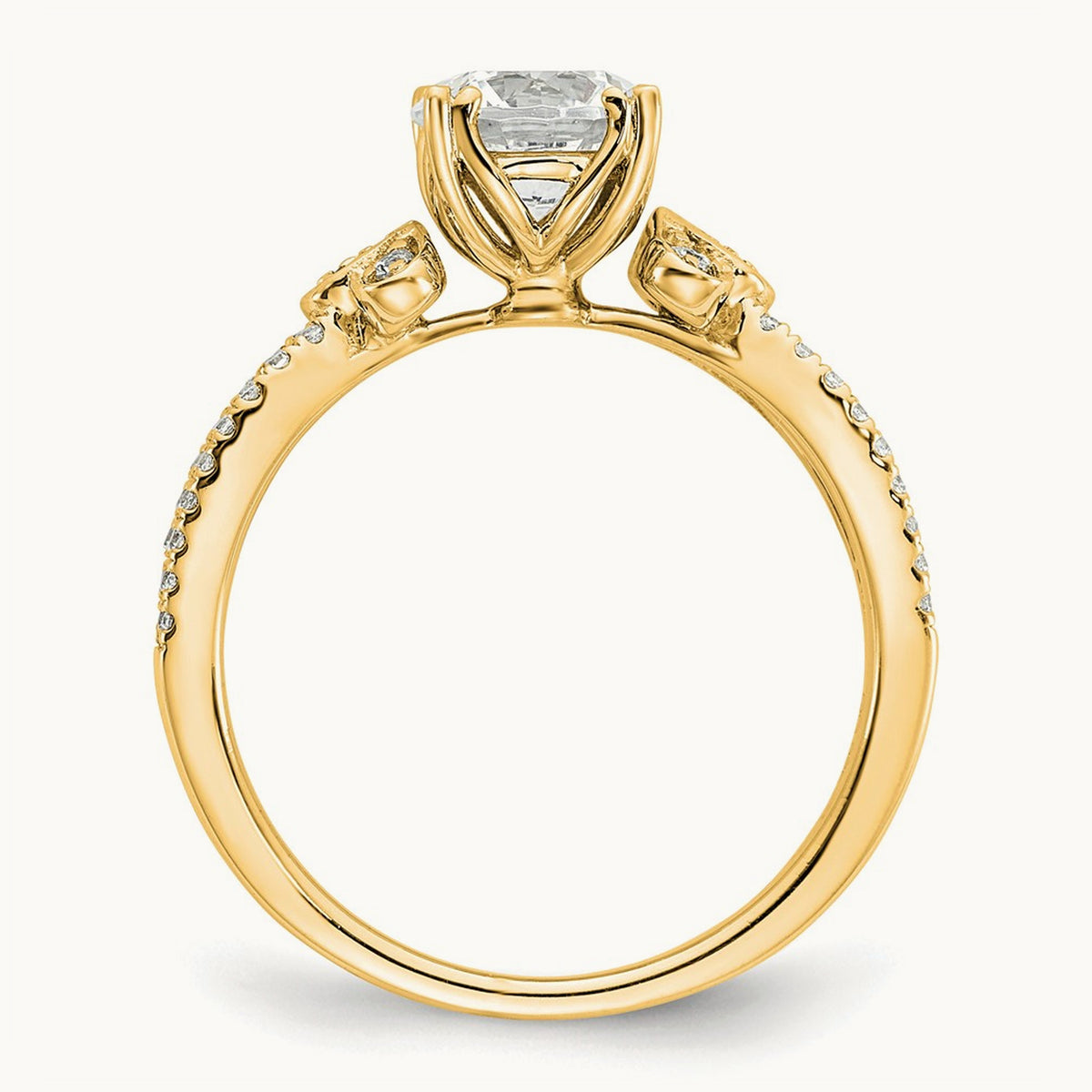 1ct Round Split Shank Semi-Mount Eng. Dia Ring, 14K Gold