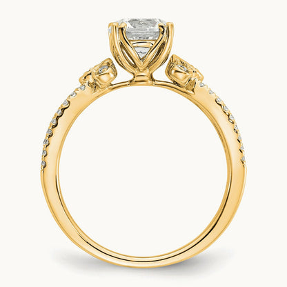 1ct Round Split Shank Semi-Mount Eng. Dia Ring, 14K Gold