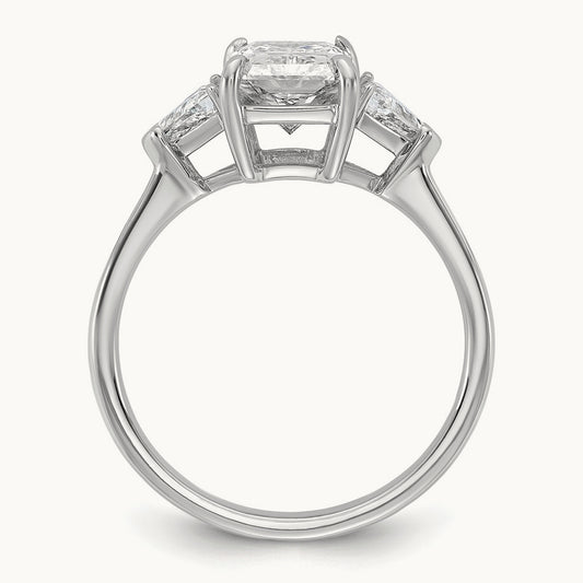 1/2ct Lab Grown Diamond VS/SI+ G+ Triangle 2ct Radiant Semi Eng Ring, 14K White Gold