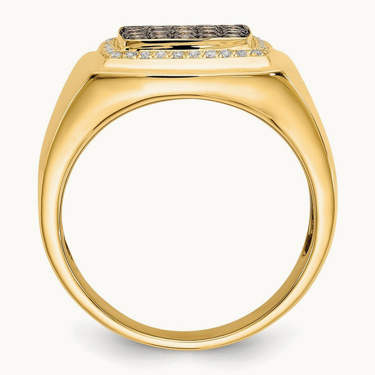 Champagne and White Diamond Mens Ring, 14K