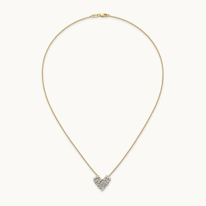 Cluster Heart Necklace, 1.25 ct tw Lab-Grown Diamond — 14K Yellow Gold