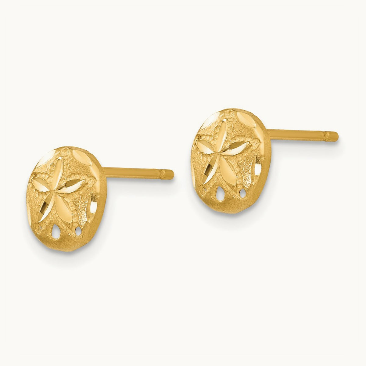 Diamond-cut Sand Dollar Earrings — 14K Yellow Gold