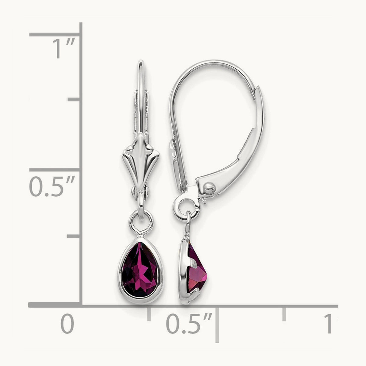 6x4mm Rhodolite Garnet/June Earrings — 14K White Gold