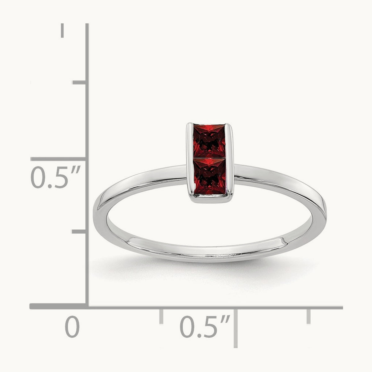 Garnet Ring, 14K White Gold