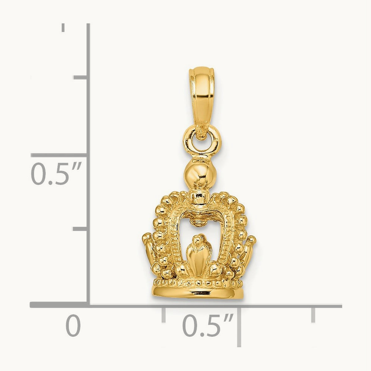 3-D Polished Crown Charm, 14K