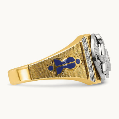 14ktt IBGoodman Men's Enameled & Diamond Blue Lodge Masonic Ring