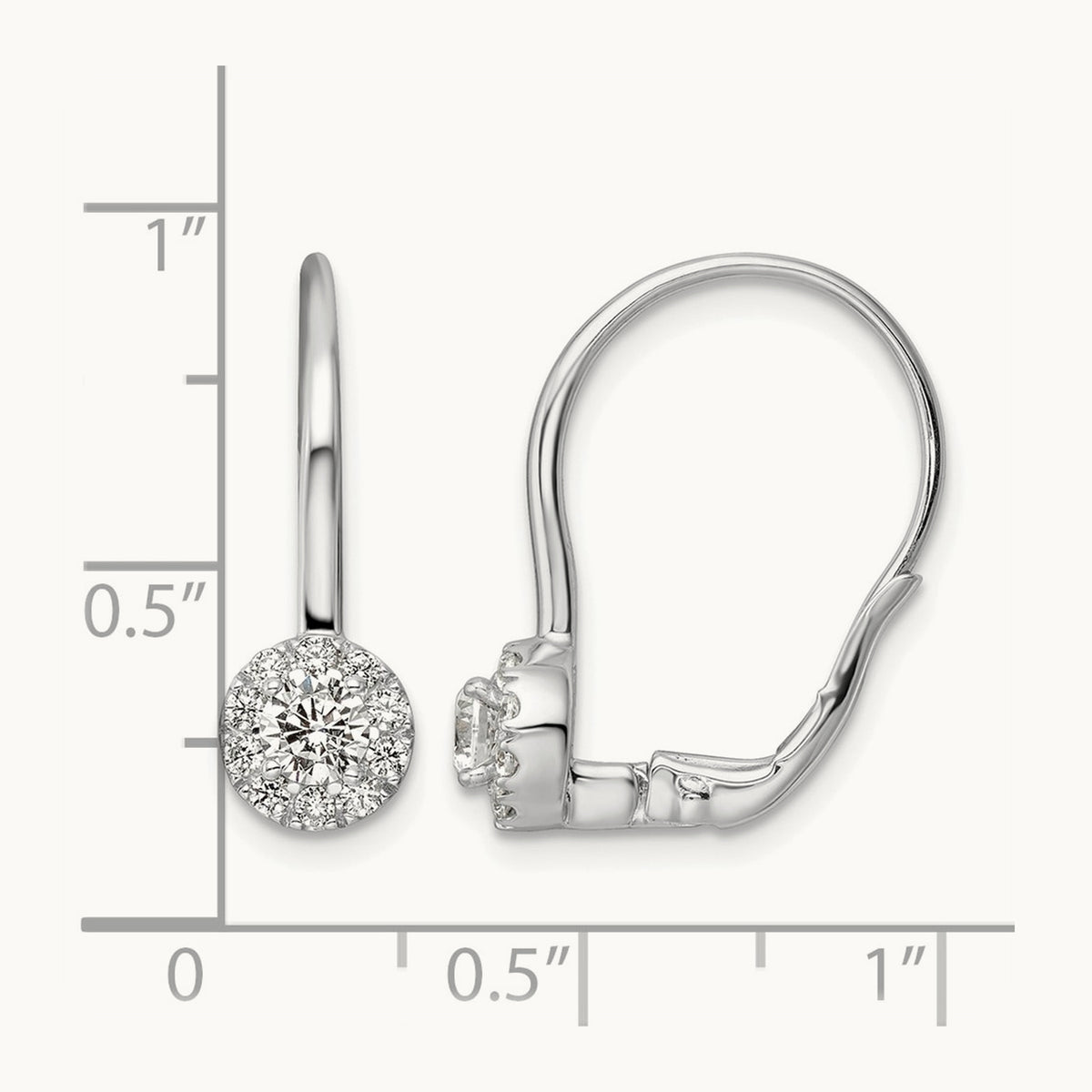 Drop Leverback Earrings, 0.75-1.50 ct tw Lab-Grown Diamond — 3/4 ct, 14K White Gold
