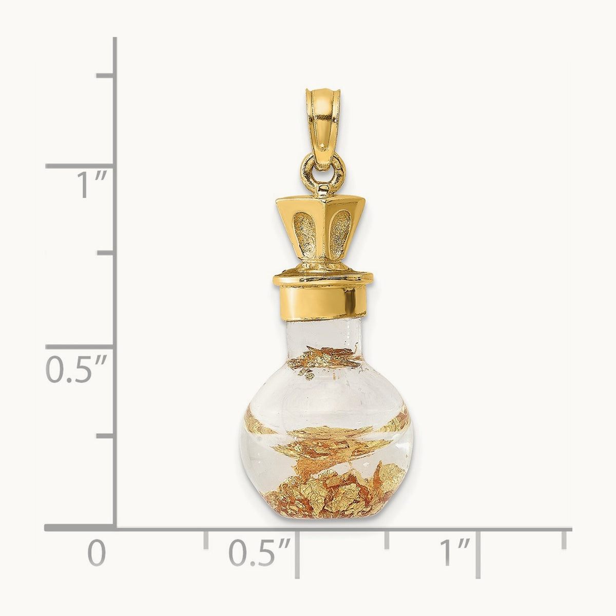 3-D Gold Leaf In Bottle Charm, 14K