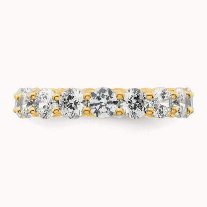 Polished Shared Prong Diamond Eternity Band, 3.00 ct tw — 14K Yellow Gold