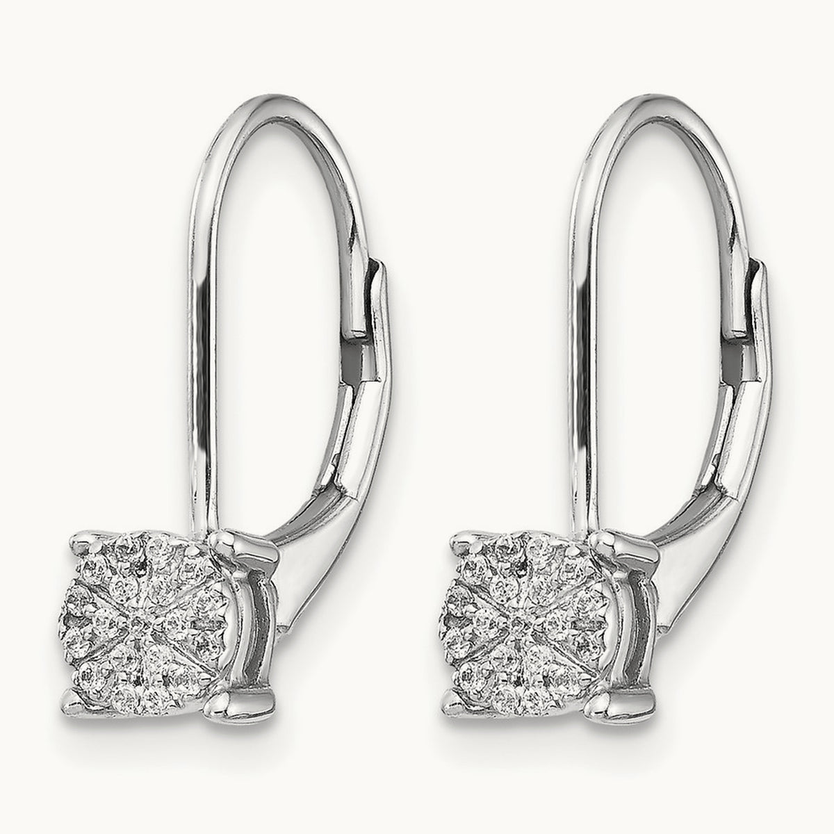 Diamond Cluster Leverback Earrings — 18mm