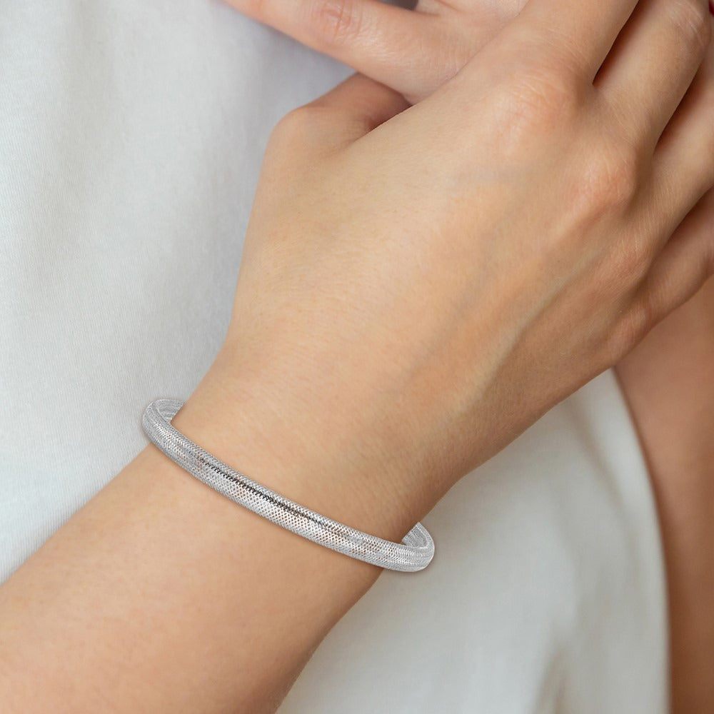 With Plating Polished Stretch Bracelet — 14K Two-Tone Gold