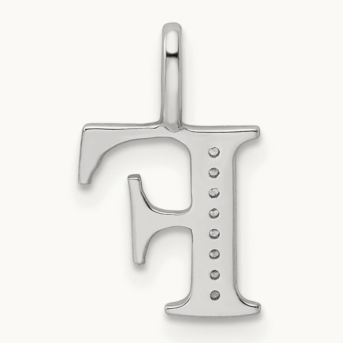Diamond Letter F Initial Pendant, 14K White Gold