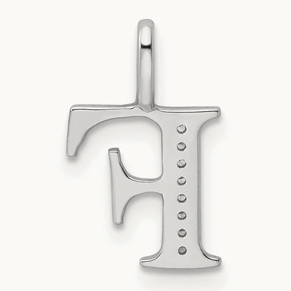 Diamond Letter F Initial Pendant, 14K White Gold