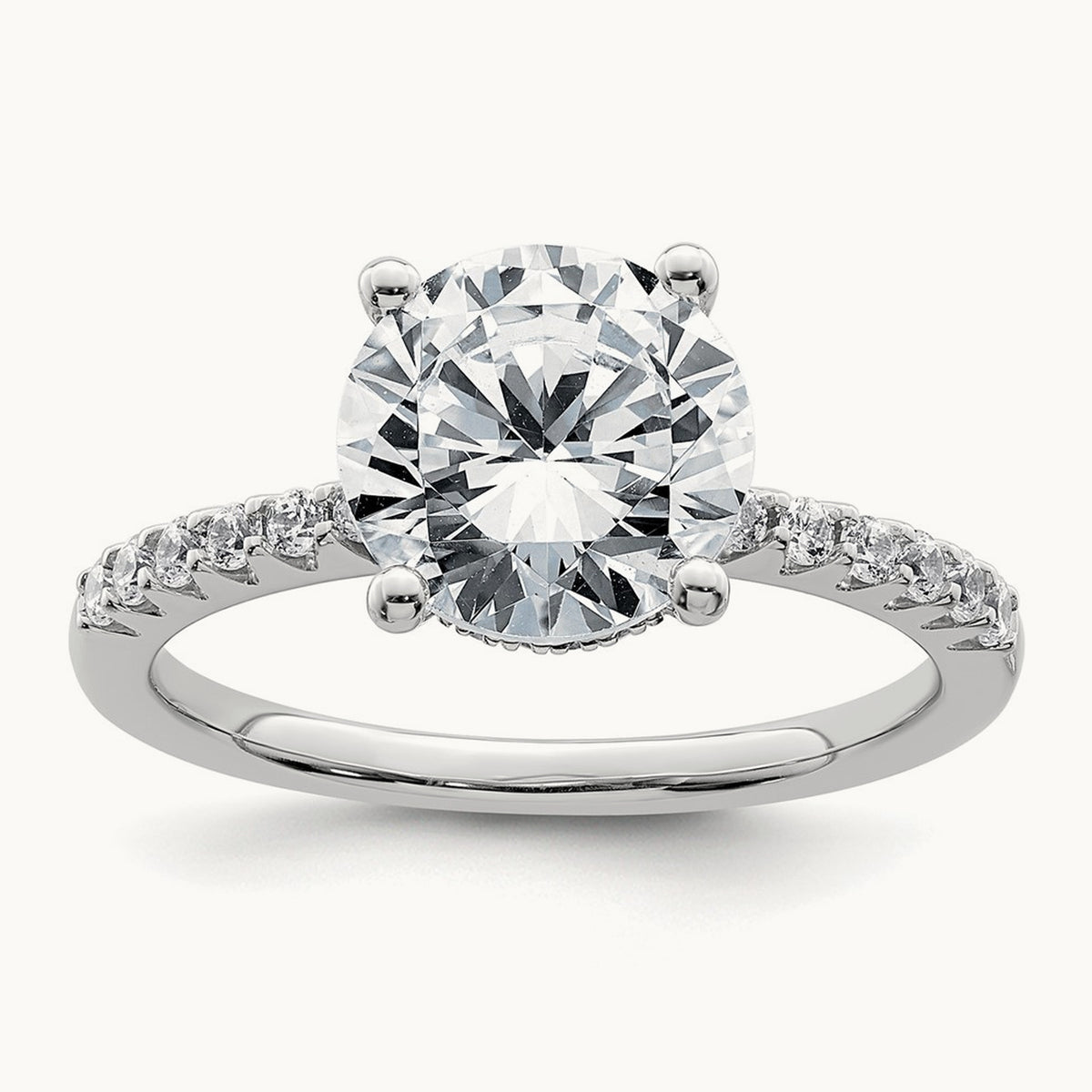 Round Engagement Ring, 1.25-2.75 ct tw Lab-Grown Diamond — 2 3/4 ct, 14K White Gold