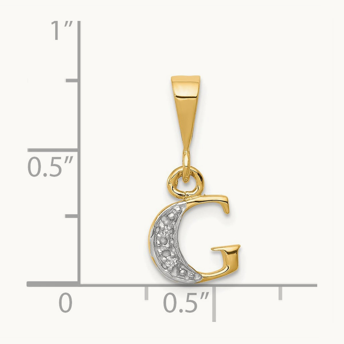 Diamond Letter G Initial Pendant, 14K Yellow Gold with Rhodium