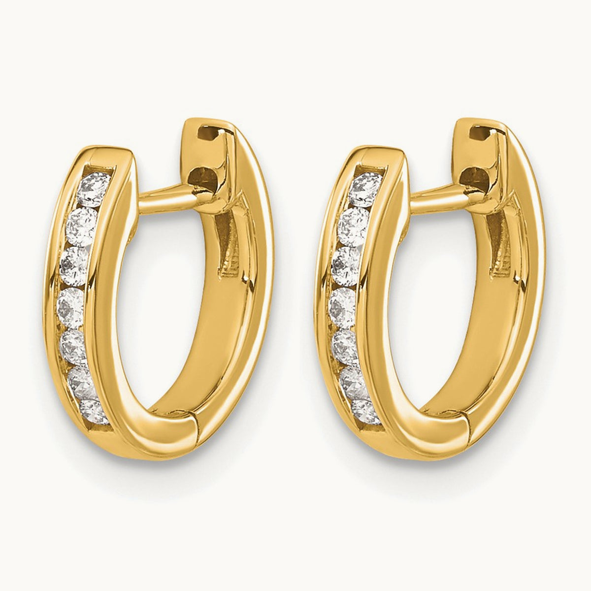 Hinged Hoop Earrings, 0.10 ct tw Lab-Grown Diamond — 14K Yellow Gold