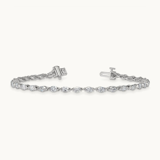 Marquise Half Bezel Set Tennis Bracelet, 3 1/5-6 2/3 ct Lab-Grown Diamond