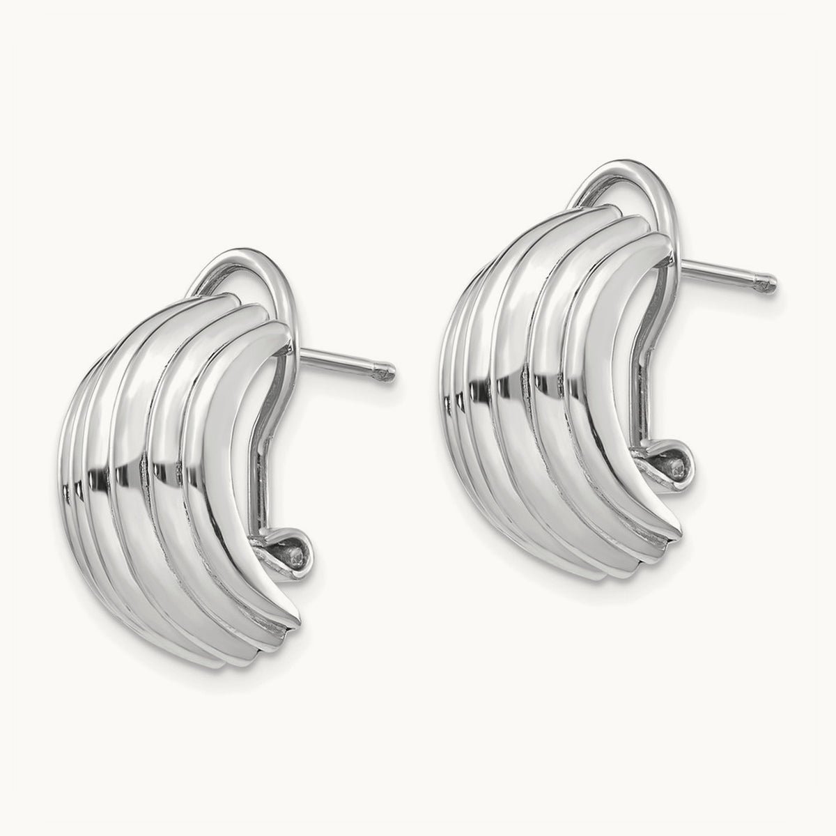Ribbed Omega Back Post Earrings — photo set